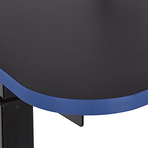 Amazon Basics Rechteckig Höhenverstellbarer Gaming Computertisch Schreibtisch mit erhöhter Monitorablage, 140 x 63.5 x 109-126 cm, Blau
