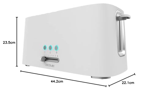 Cecotec Toaster Toast&Taste Extra B, 1000W Leistung, Doppel-Langschlitz für 2 Toasts, XL-Schlitz, Automatische Abschaltung und Pop-up-Funktion, Krümelablage, Obere Stäbe, Selbstzentrierung