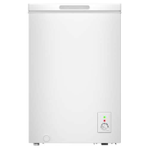 CHiQ Gefriertruhe 99 L, 54,5 x 47,6 x 83,5 cm, 4-Sterne-Gefrieren, Thermostatsteuerung, Drahtgestell, Schwebetür, Geräuscharm, Weiß