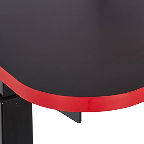 Amazon Basics Rechteckig Höhenverstellbarer Gaming Computertisch Schreibtisch mit erhöhter Monitorablage, 140 x 63.5 x 109-126 cm, Blau