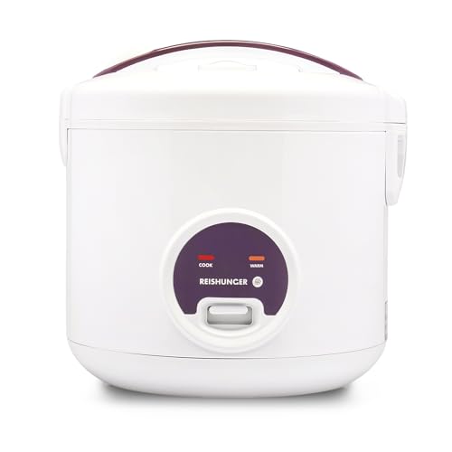 REISHUNGER Reiskocher & Dampfgarer mit Keramikbeschichtung - 1,2 L, Schwarz - Für 1-6 Personen - Schnelle Zubereitung ohne Anbrennen - Mit Warmhaltefunktion inkl. Dämpfeinsatz, Löffel & Messbecher