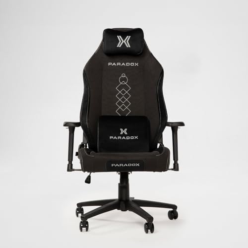 PARADOX - Gaming Stuhl - Schreibtischstuhl Ergonomisch - Verstellbare Armlehnen und Rückenlehne, Liegefunktion, Kissen, 125 kg Belastbar - Vanguard Crimson Arovs, Schwarz, Rot, Pfeil-Muster