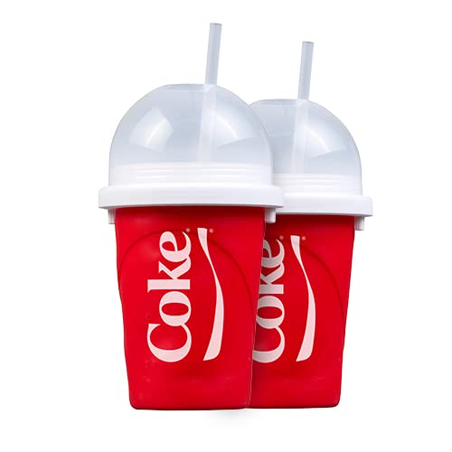 Magic Freez Slushy Maker – Tragbarer Slushy Becher aus Silikon mit 2-in-1 Strohhalm und Löffel – Slush Ice Maker für erfrischende Slushies – Slushi Cup zum Slush Eis selbermachen – 370ml