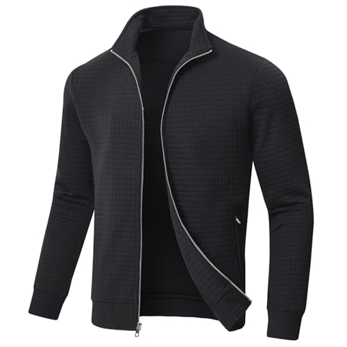 Men’s Transitional Jacket – Lightweight Winter Jacquard Coat with Zipper Pocket