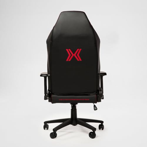 PARADOX - Gaming Stuhl - Schreibtischstuhl Ergonomisch - Verstellbare Armlehnen und Rückenlehne, Liegefunktion, Kissen, 125 kg Belastbar - Vanguard Crimson Arovs, Schwarz, Rot, Pfeil-Muster