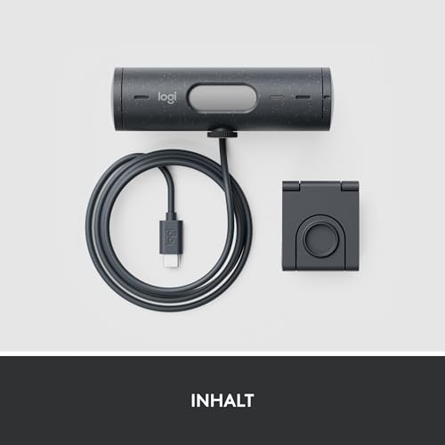 Logitech Brio 500 Full-HD-Webcam mit Auto-Lichtkorrektur, Zeigemodus, Doppelmikrofon + Rauschunterdrückung, Webcam-Abdeckung, für Microsoft Teams, Google Meet, Zoom, USB-C-Kabel - Graphit