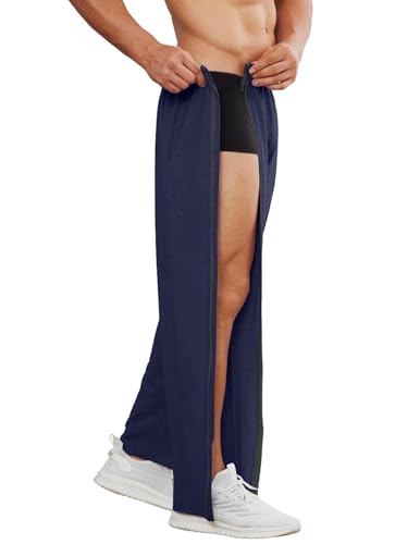 PINSPARK Men's Rehab Joggers with Full-Length Zipper
