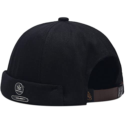 XYIYI Herren Dockermütze Brimless Hat Schädelkappe Arbeiter Matrosenmütze Gerollte Manschette Retro Beanie Mütze