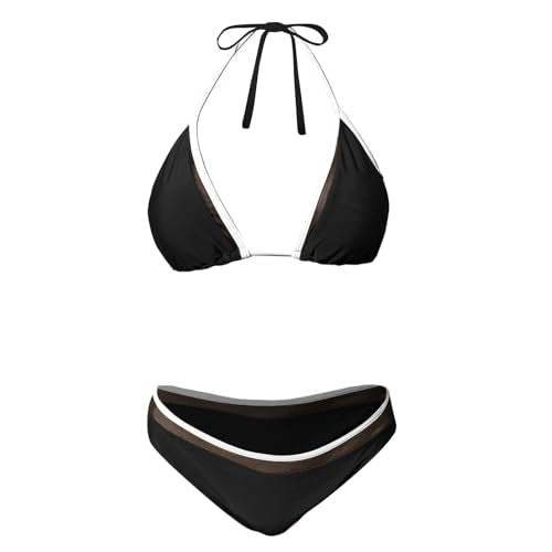 Women's High-Waist Bikini Set - Triangle Top, Brazilian Bottoms