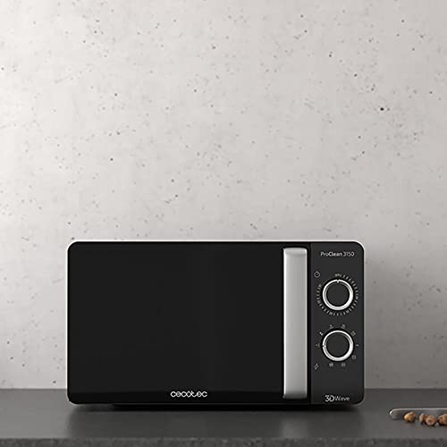 Cecotec Mikrowelle Pro Clean 5110 Inox. 700 W, Grill 800 W, 20 L, Ready 2 Clean, Beschichtung 3D Wave Frontspiegel, 8 Programme,60 Min Timer, LED, Edelstahl In Silber Schwarz