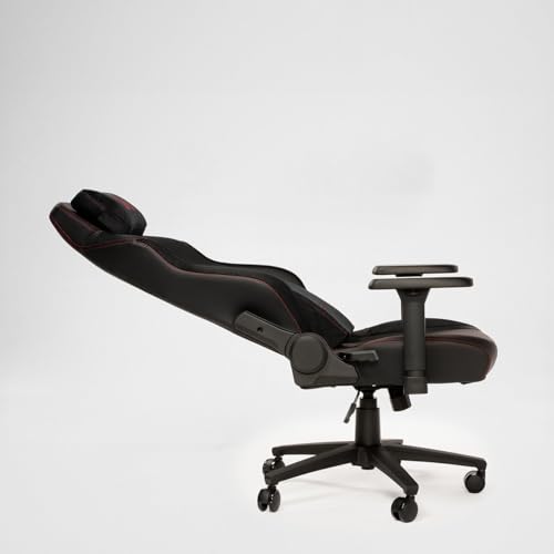 PARADOX - Gaming Stuhl - Schreibtischstuhl Ergonomisch - Verstellbare Armlehnen und Rückenlehne, Liegefunktion, Kissen, 125 kg Belastbar - Vanguard Crimson Arovs, Schwarz, Rot, Pfeil-Muster