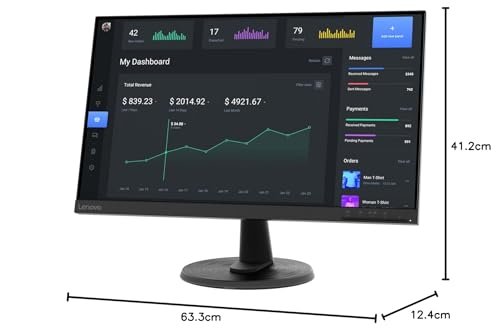 Lenovo D27-45 Monitor | 27" Full HD Monitor | 1920x1080 | 75Hz | 250 nits | 4ms Reaktionszeit | VA-Panel | HDMI | VGA | AMD Radeon FreeSync | entspiegelt | 4,6kg | schwarz