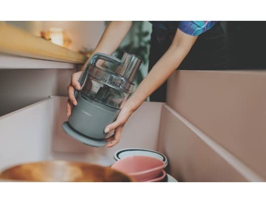 Kenwood MultiPro Go FDP22.130GY, Kompakt-Küchenmaschine nur 30cm hoch, zum Schneiden, Reiben, Pürieren und Teig Kneten, Express-Serve, 1,3 l Arbeitsbehälter, 650 W, Blau