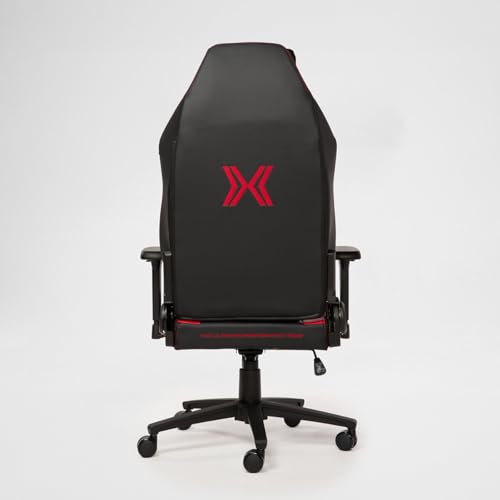 PARADOX - Gaming Stuhl - Schreibtischstuhl Ergonomisch - Verstellbare Armlehnen und Rückenlehne, Liegefunktion, Kissen, 125 kg Belastbar - Vanguard Crimson Arovs, Schwarz, Rot, Pfeil-Muster