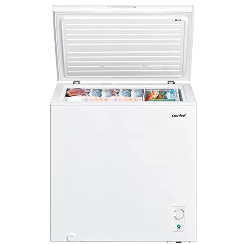 Comfee Gefriertruhe/169 kWh/Jahr/85cm hoch/99L/38dB/Geringe Lautstärke/Hoch effizientesD-förmigesRohr/Geeignet für verschiedene Einsatzszenarien/Einstellbarer Temperaturregler/Weiß