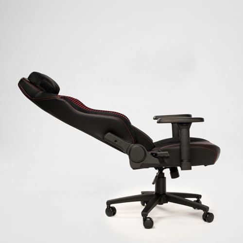 PARADOX - Gaming Stuhl - Schreibtischstuhl Ergonomisch - Verstellbare Armlehnen und Rückenlehne, Liegefunktion, Kissen, 125 kg Belastbar - Vanguard Crimson Arovs, Schwarz, Rot, Pfeil-Muster