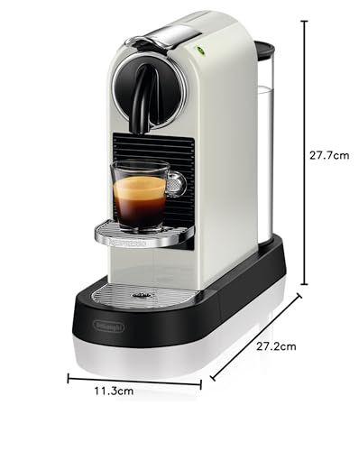 Nespresso De'Longhi EN167.W Citiz Kaffeekapselmaschine, Hochdruckpumpe und ideale Wärmeregelung ohne Aeroccino (Milchaufschäumer), Energiesparfunktion,1260W,37.4 x 11.9 x 25.5 cm, Creme-weiß