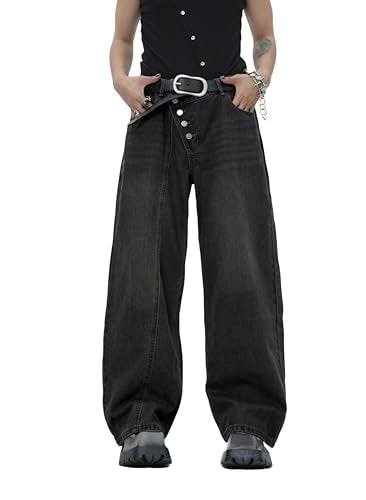 Zewool Men’s Diagonal Button Baggy Jeans