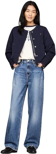 Tommy Hilfiger Women’s Lightweight Jacket – Iconic Jersey Lined Zip-Up Coat