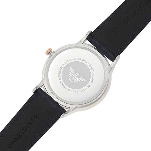 Emporio Armani men's watch with three hands, stainless steel, case size 43 mm
