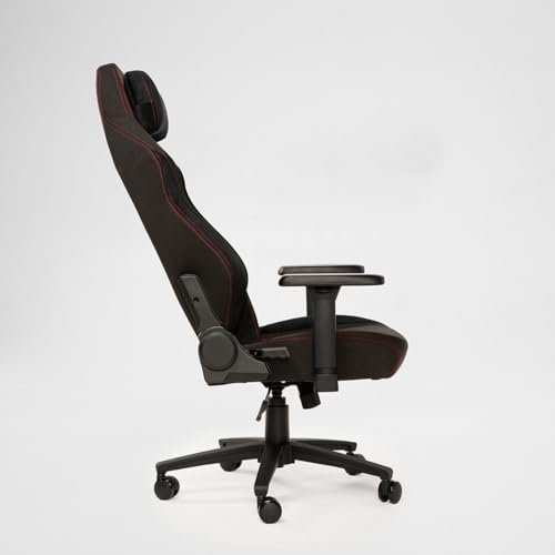 PARADOX - Gaming Stuhl - Schreibtischstuhl Ergonomisch - Verstellbare Armlehnen und Rückenlehne, Liegefunktion, Kissen, 125 kg Belastbar - Vanguard Crimson Arovs, Schwarz, Rot, Pfeil-Muster