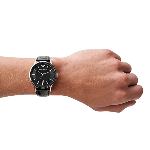 Emporio Armani men's watch with three hands, stainless steel, case size 43 mm