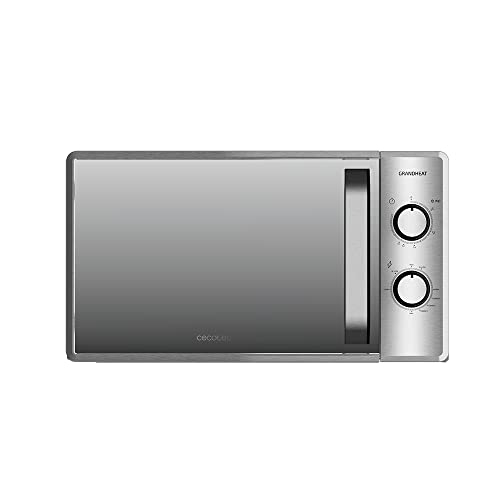 Cecotec Mikrowelle Pro Clean 5110 Inox. 700 W, Grill 800 W, 20 L, Ready 2 Clean, Beschichtung 3D Wave Frontspiegel, 8 Programme,60 Min Timer, LED, Edelstahl In Silber Schwarz