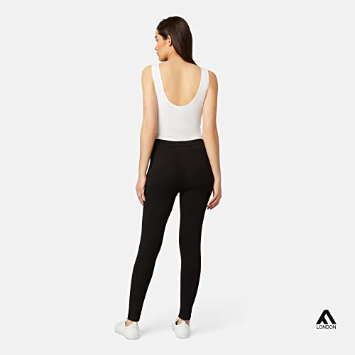 FM London Women’s 3-Pack Casual Leggings – Non-See-Through High Waist Cotton Leggings