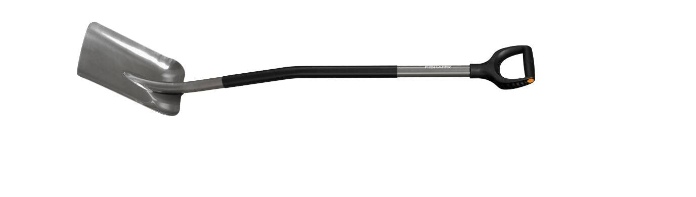 Fiskars Gärtnerspaten, Spitz, Spaten für harte, steinige Böden, Länge: 125 cm, Hochwertiger Borstahl, Grau/Schwarz, Ergonomic, 1070639