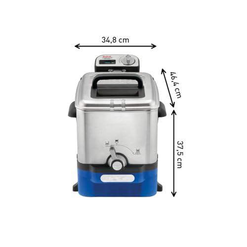 Tefal Oleoclean Pro Inox & Design Fritteuse, 2300W, Kapazität 1,2 Kg, Herausnehmbarer Ölbehälter, Automatische Öl/Fett Filterung, Timer, Thermostat, 3.5 L, Friteuse schwarz, Edelstahl, FR8040