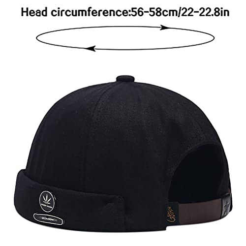 XYIYI Herren Dockermütze Brimless Hat Schädelkappe Arbeiter Matrosenmütze Gerollte Manschette Retro Beanie Mütze