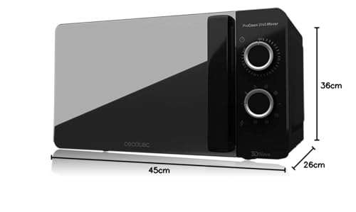 Cecotec Mikrowelle Pro Clean 5110 Inox. 700 W, Grill 800 W, 20 L, Ready 2 Clean, Beschichtung 3D Wave Frontspiegel, 8 Programme,60 Min Timer, LED, Edelstahl In Silber Schwarz