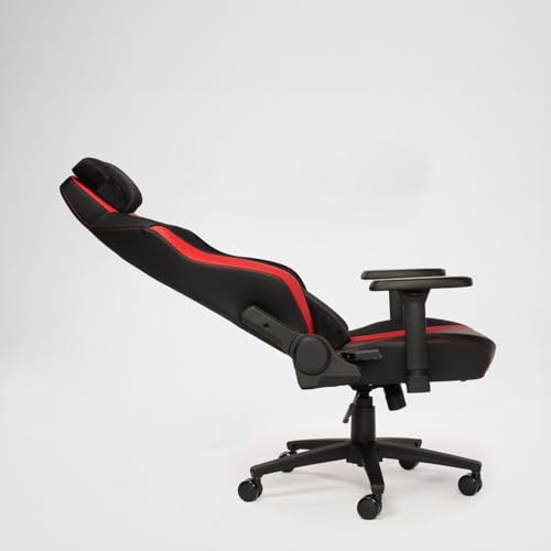 PARADOX - Gaming Stuhl - Schreibtischstuhl Ergonomisch - Verstellbare Armlehnen und Rückenlehne, Liegefunktion, Kissen, 125 kg Belastbar - Vanguard Crimson Arovs, Schwarz, Rot, Pfeil-Muster