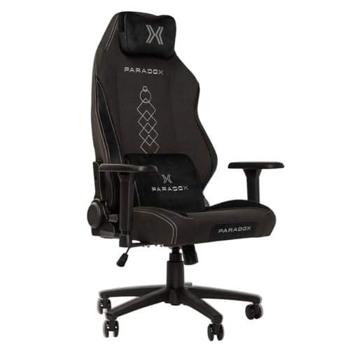 PARADOX - Gaming Stuhl - Schreibtischstuhl Ergonomisch - Verstellbare Armlehnen und Rückenlehne, Liegefunktion, Kissen, 125 kg Belastbar - Vanguard Crimson Arovs, Schwarz, Rot, Pfeil-Muster