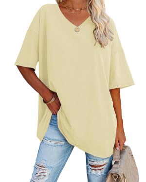 Ebifin Women's Oversized V-Neck T-Shirt