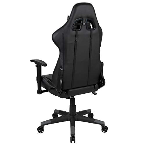 Flash Furniture X30 Gaming-Stuhl, ergonomischer Bürostuhl für PC- und Gaming-Setups, verstellbarer Rennsport-Stuhl mit vollständig verstellbarer Rückenunterstützung, schwarz mit weißer Verzierung