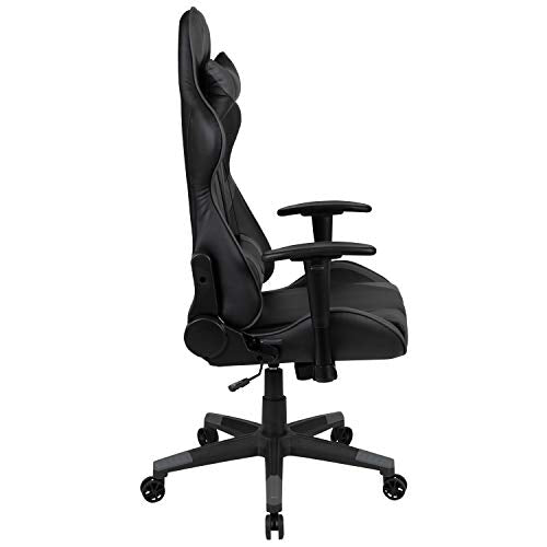 Flash Furniture X30 Gaming-Stuhl, ergonomischer Bürostuhl für PC- und Gaming-Setups, verstellbarer Rennsport-Stuhl mit vollständig verstellbarer Rückenunterstützung, schwarz mit weißer Verzierung
