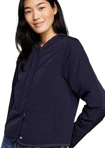 Tommy Hilfiger Women’s Lightweight Jacket – Iconic Jersey Lined Zip-Up Coat