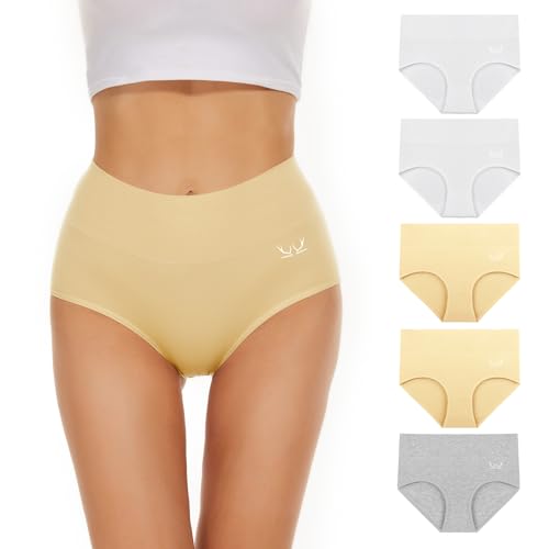 TANSTC Women’s Underwear 5-Pack High Waist Stretch Cotton Panties