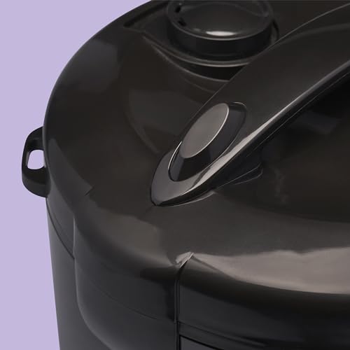 REISHUNGER Reiskocher & Dampfgarer mit Keramikbeschichtung - 1,2 L, Schwarz - Für 1-6 Personen - Schnelle Zubereitung ohne Anbrennen - Mit Warmhaltefunktion inkl. Dämpfeinsatz, Löffel & Messbecher
