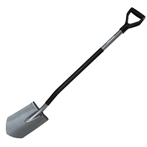 Fiskars Gärtnerspaten, Spitz, Spaten für harte, steinige Böden, Länge: 125 cm, Hochwertiger Borstahl, Grau/Schwarz, Ergonomic, 1070639