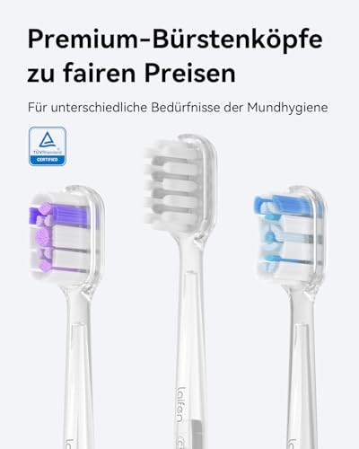 Laifen Wave elektrische Zahnbürste, Oszillation & Vibration elektrische Schallzahnbürste für Erwachsene mit 3 Bürstenköpfen, IPX7 wasserdicht magnetisch wiederaufladbar Reisezahnbürste (ABS weiß)