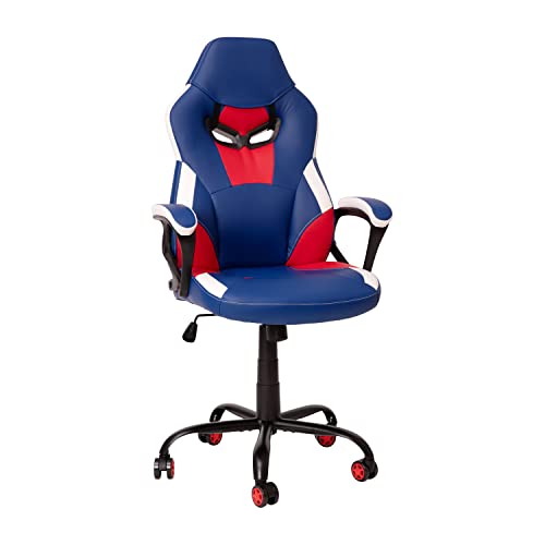 Flash Furniture X30 Gaming-Stuhl, ergonomischer Bürostuhl für PC- und Gaming-Setups, verstellbarer Rennsport-Stuhl mit vollständig verstellbarer Rückenunterstützung, schwarz mit weißer Verzierung