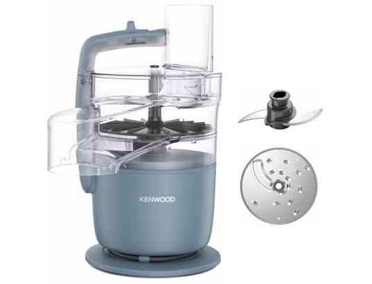 Kenwood MultiPro Go FDP22.130GY, Kompakt-Küchenmaschine nur 30cm hoch, zum Schneiden, Reiben, Pürieren und Teig Kneten, Express-Serve, 1,3 l Arbeitsbehälter, 650 W, Blau