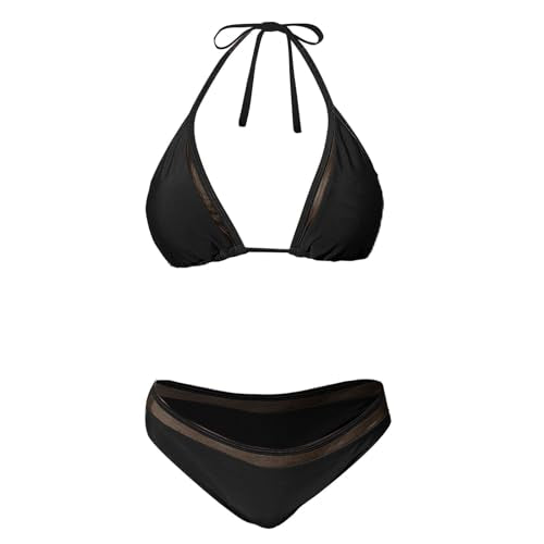 Women's High-Waist Bikini Set - Triangle Top, Brazilian Bottoms