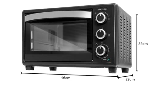 Cecotec Tischofen Bake&Toast 1090 Black, 10 L, 1000 W, 60-Minuten-Timer, Temperaturregelung bis zu 230ºC, Backblech, Grillrost und Zange mit Griff