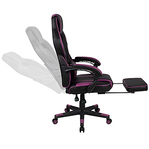 Flash Furniture X30 Gaming-Stuhl, ergonomischer Bürostuhl für PC- und Gaming-Setups, verstellbarer Rennsport-Stuhl mit vollständig verstellbarer Rückenunterstützung, schwarz mit weißer Verzierung