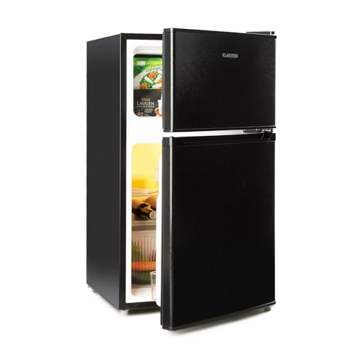Klarstein Big Daddy - Refrigerator with freezer compartment, fridge freezer combination, fridge quiet, LED, 87 liters: refrigerator with 61 liters and freezer 26 liters, black