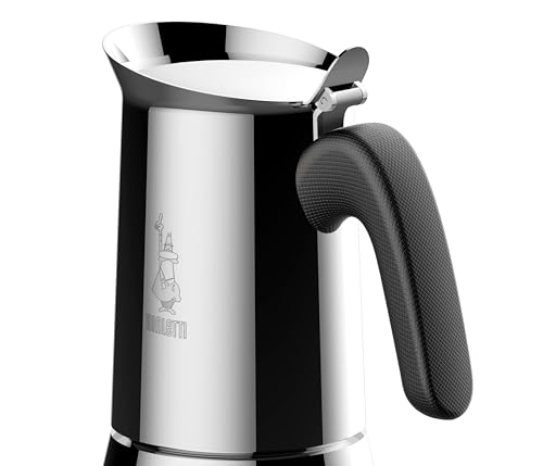 Bialetti - Neue italienische Espressomaschine Venus Induction aus Edelstahl, geeignet für alle Arten von Tellern, 4 Kaffeetassen (170 ml), Silber