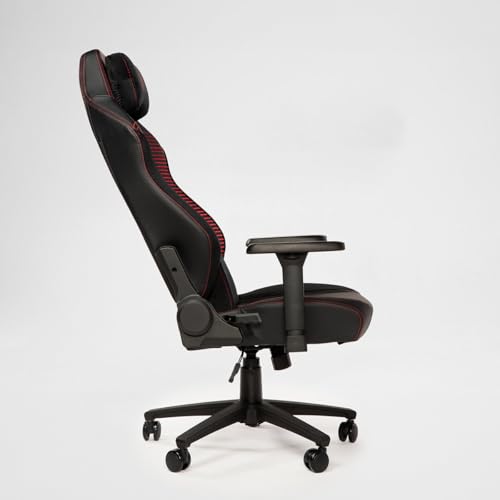 PARADOX - Gaming Stuhl - Schreibtischstuhl Ergonomisch - Verstellbare Armlehnen und Rückenlehne, Liegefunktion, Kissen, 125 kg Belastbar - Vanguard Crimson Arovs, Schwarz, Rot, Pfeil-Muster